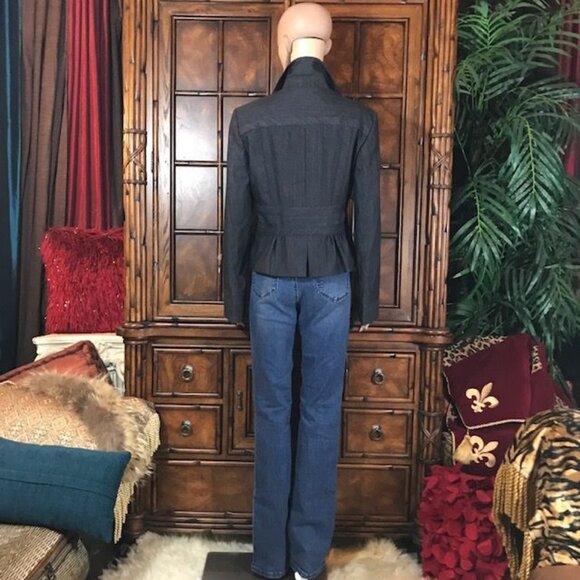 NWOT Nine West Indigo Cannes Tailored Variegated Peplum Double Breasted Jacket - Picture 7 of 16